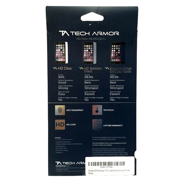 Tech Armor Ballistic Glass Screen Protector iPhone 6 Plus 5.5 inch Space Gray - Picture 3 of 10